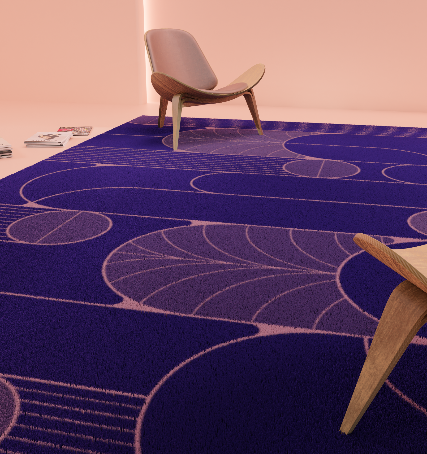 DESIGNRUG - LOTUS PINK ON PURPLE