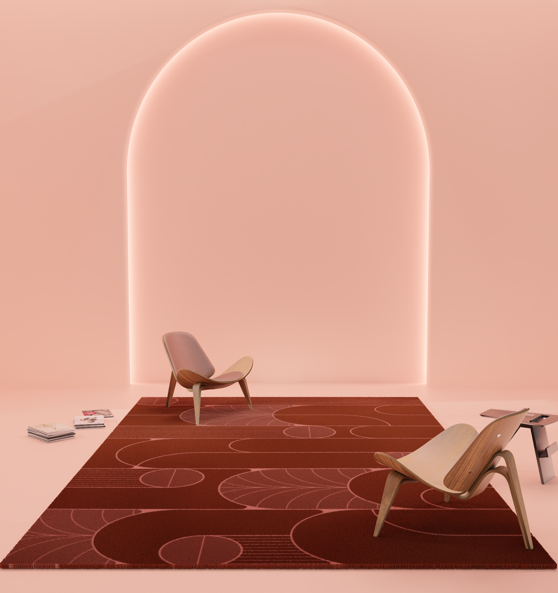 DESIGNRUG - LOTUS PINK ON BROWN