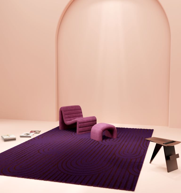 DESIGNRUG - ARCHES PURPLE ON BROWN