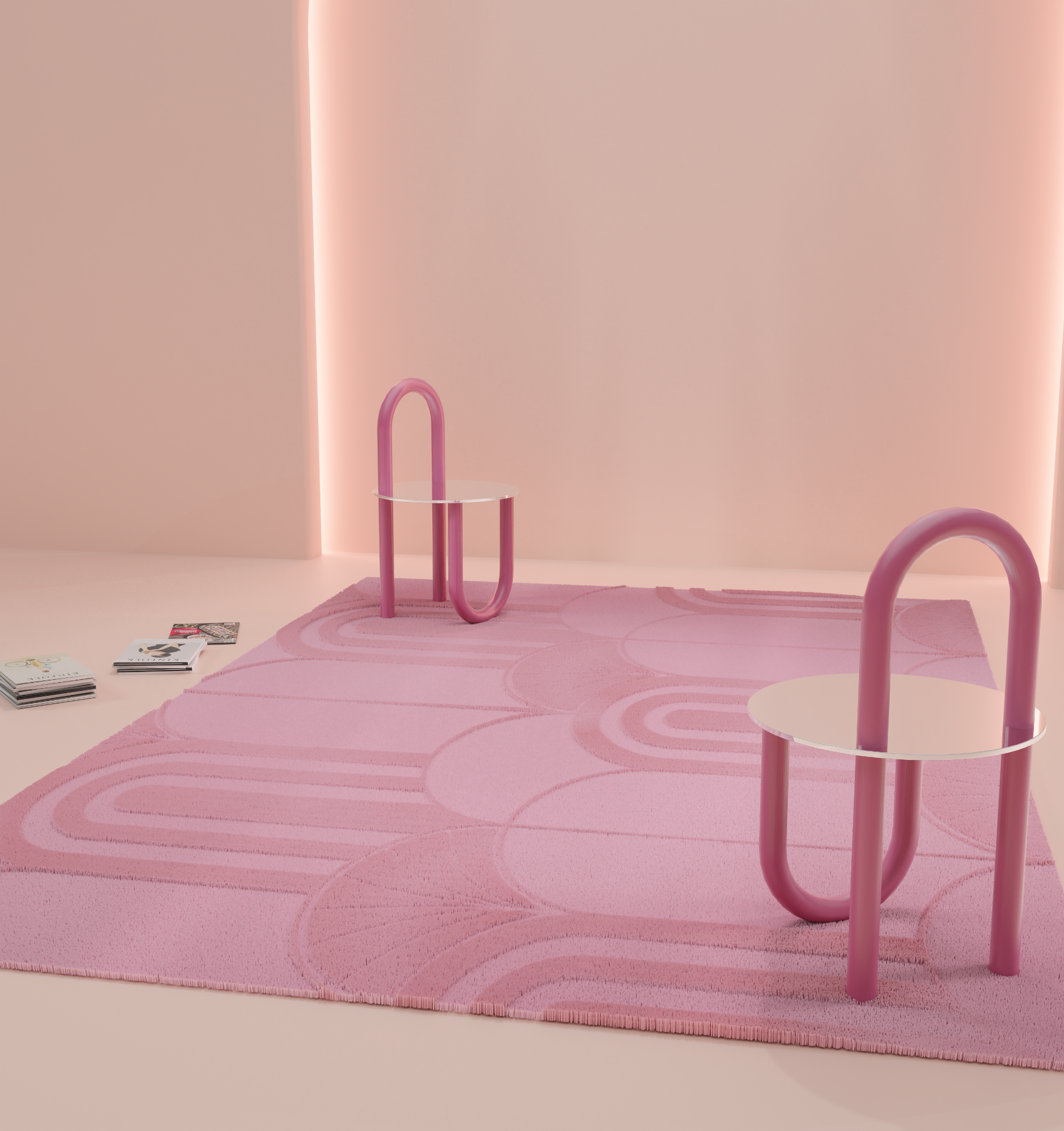 DESIGNRUG - DES ARCS ET DES FLEURS PINK ON PINK