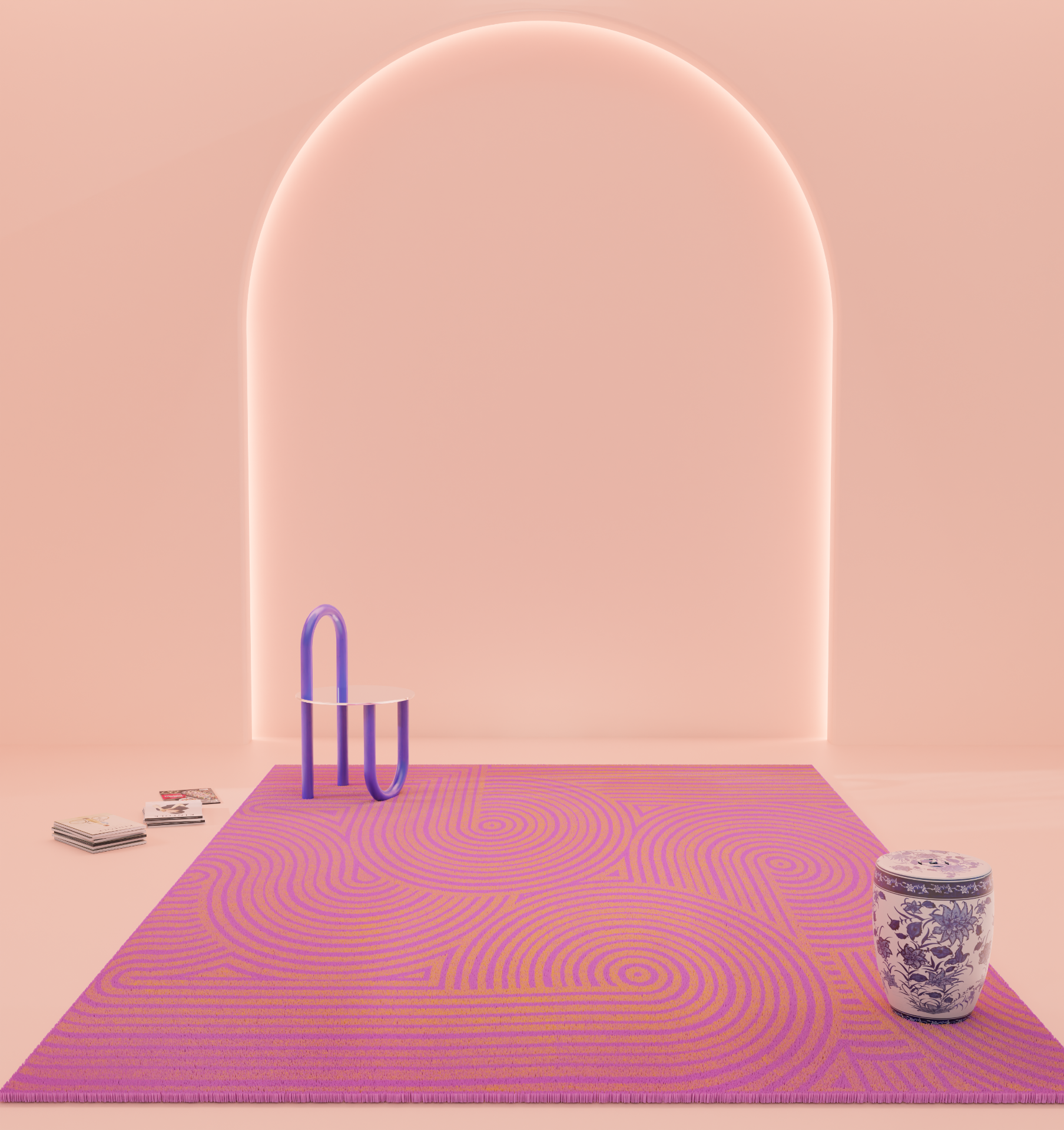 DESIGNRUG - CIRQUE PURPLE ON ORANGE