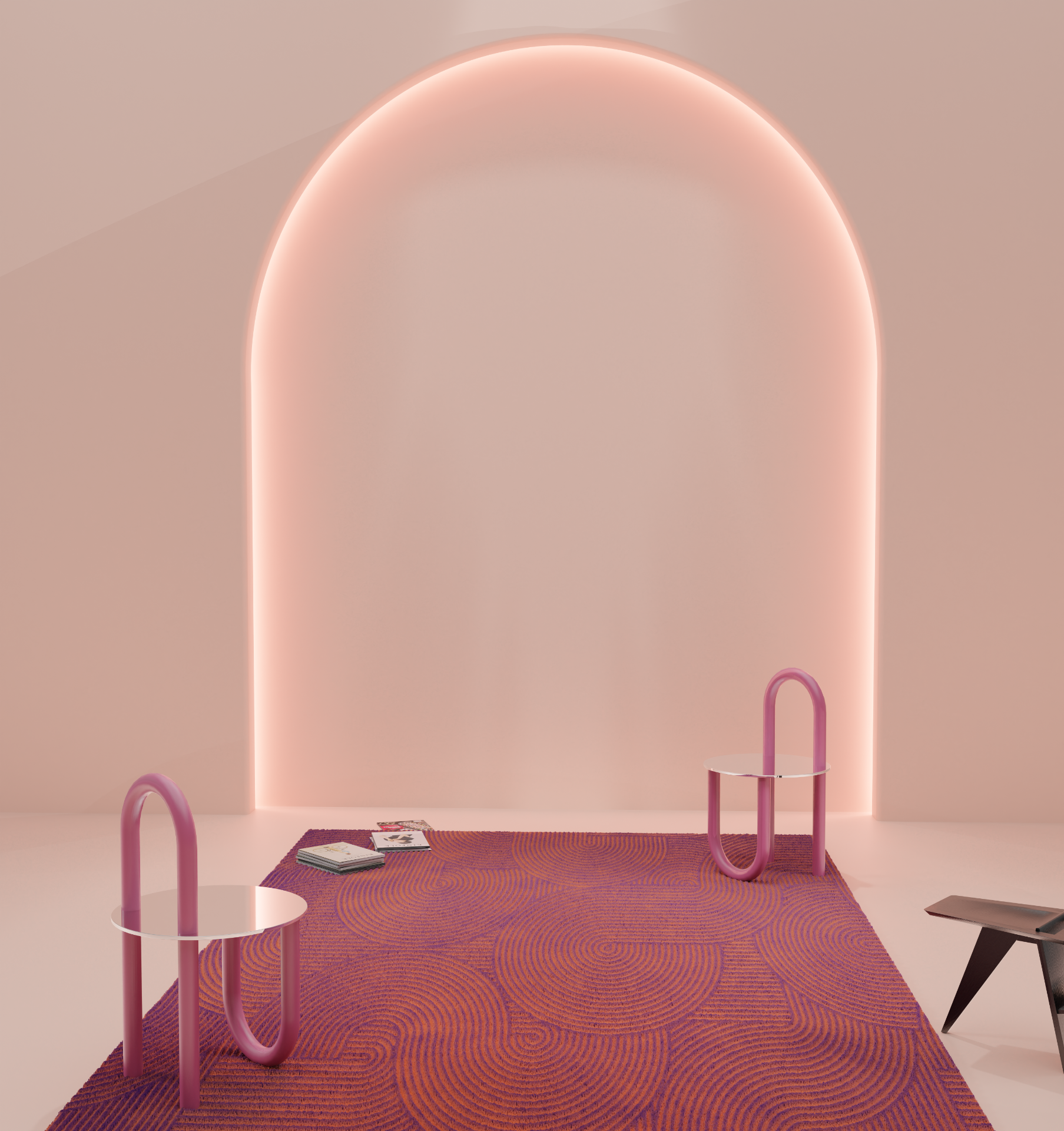 DESIGNRUG- CIRQUE ORANGE ON PURPLE