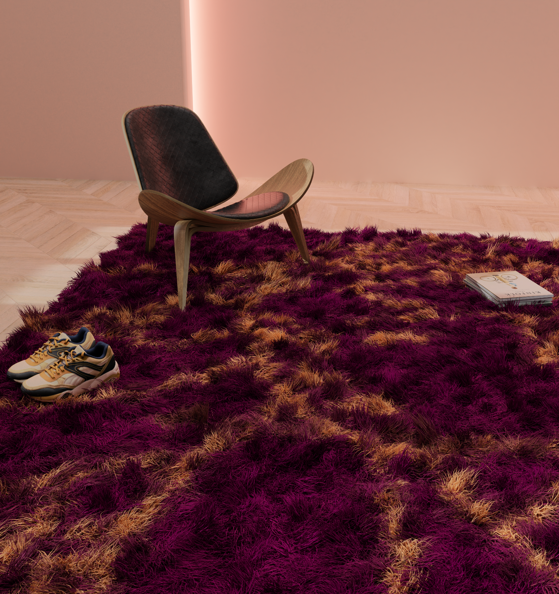 DESIGN RUG GEISHA BURGUNDY SHAGGY